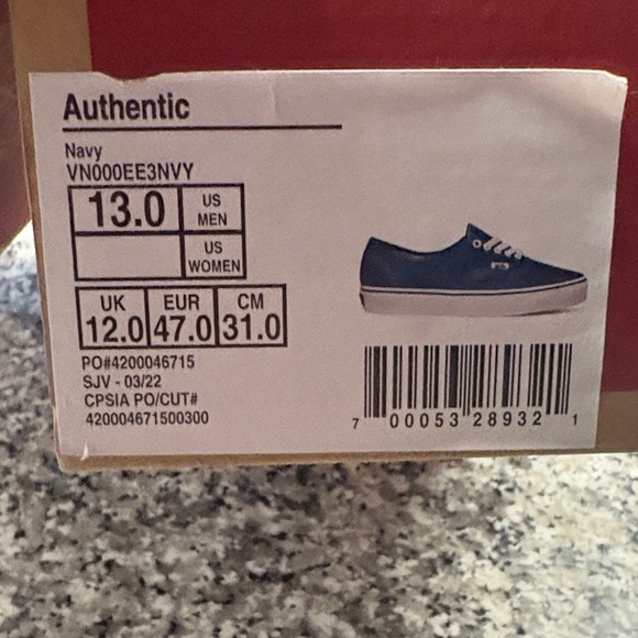 Vans Men's Navy Canvas Sneakers - Picture 2 of 2